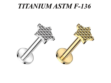 Лабрет из титана звёздочка