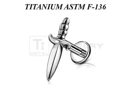 Лабрет из титана Ti Metal булат