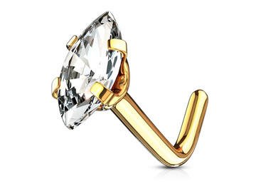 Нострил золотой со стразом "маркиз"