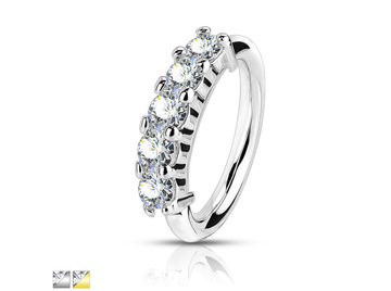 Кольцо раздвижное с пятью прозрачными фианитами