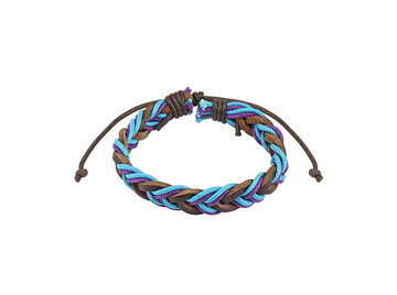 Браслет из кожи косичка с цветными нитями