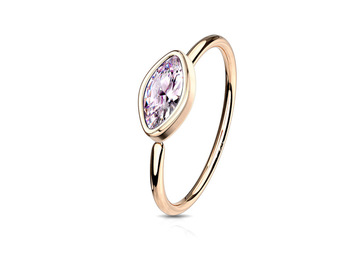 Кольцо раздвижное со стразом "маркиз" в розовом золоте