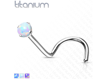 Нострил из титана с опалом