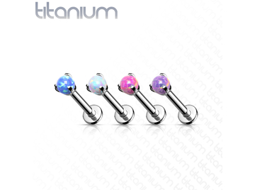 Лабрет из титана с опаловым шариком