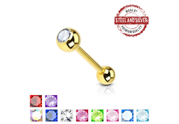 Штанга для языка Steel and Silver с золотым покрытием Штанга для языка Steel and Silver с золотым покрытием