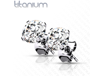 Серьги титановые с кристаллом