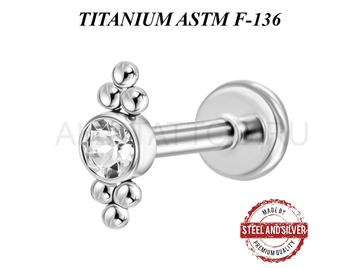 Лабрет Steel and Silver с Premium Crystals