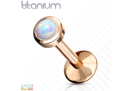 Лабрет титановый с золотым покрытием и опалом