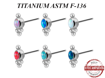 Вставка титановая Steel and Silver с опаловым кластером