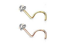 Нострил со стразом "сердце" и золотым покрытием