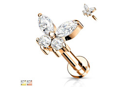 Лабрет бабочка в стразах