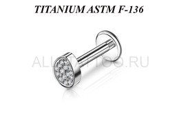 Лабрет из титана Ti Metal кристальная капля