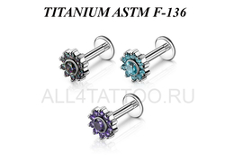 Лабрет из титана Ti Metal аквилегия