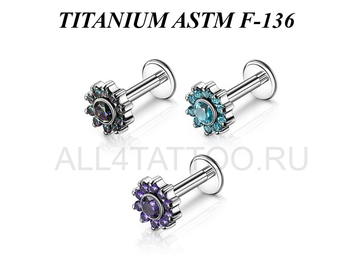 Лабрет из титана Ti Metal аквилегия
