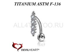 Банан из титана Devil Heart с сетом Premium Zirconia Банан из титана Devil Heart с сетом Premium Zirconia