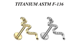 Лабрет из титана змея